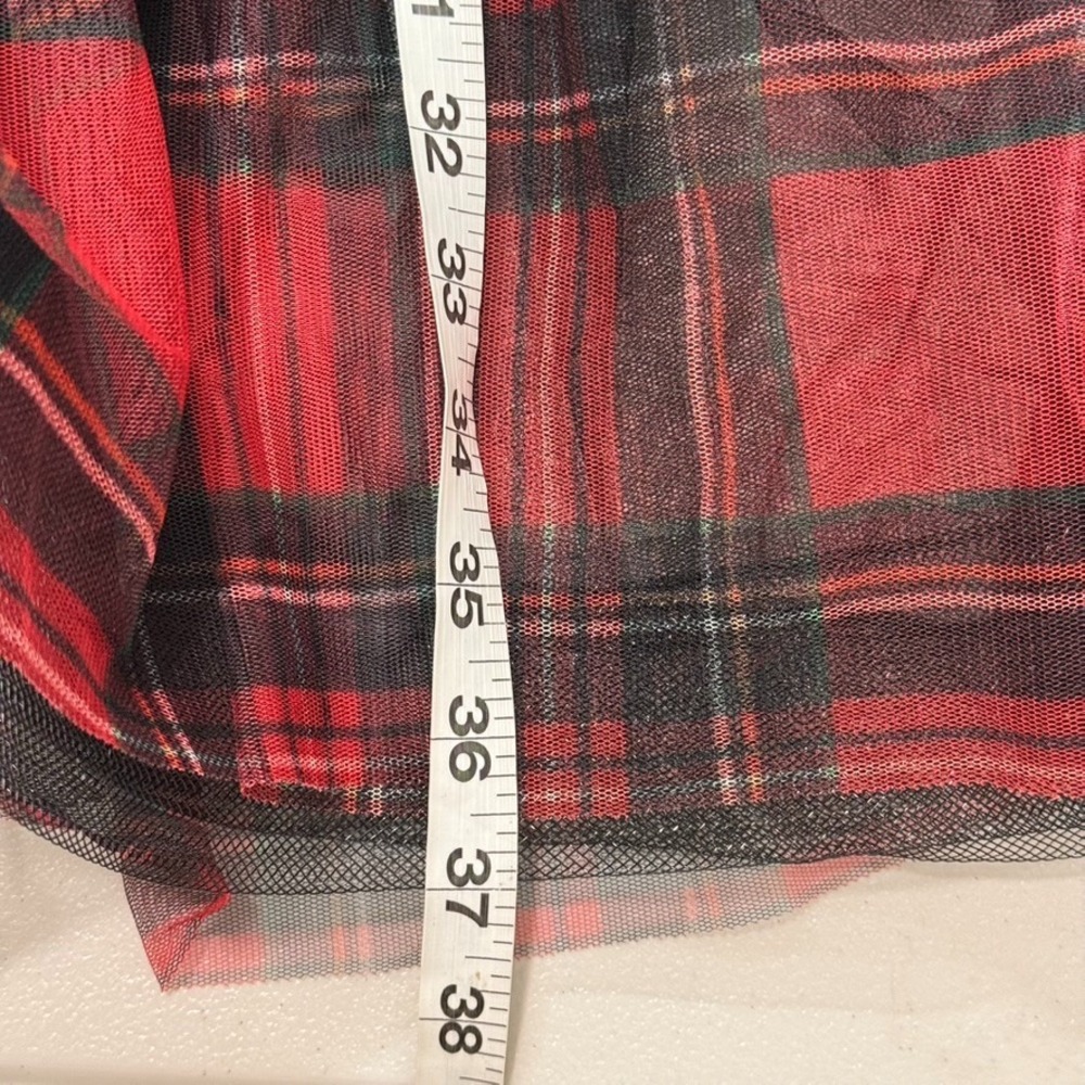 Betsey Johnson Plaid Mesh Tulle Tiered Midi Dress 4 Tartan Romantic Goth 90s - Picture 10 of 12